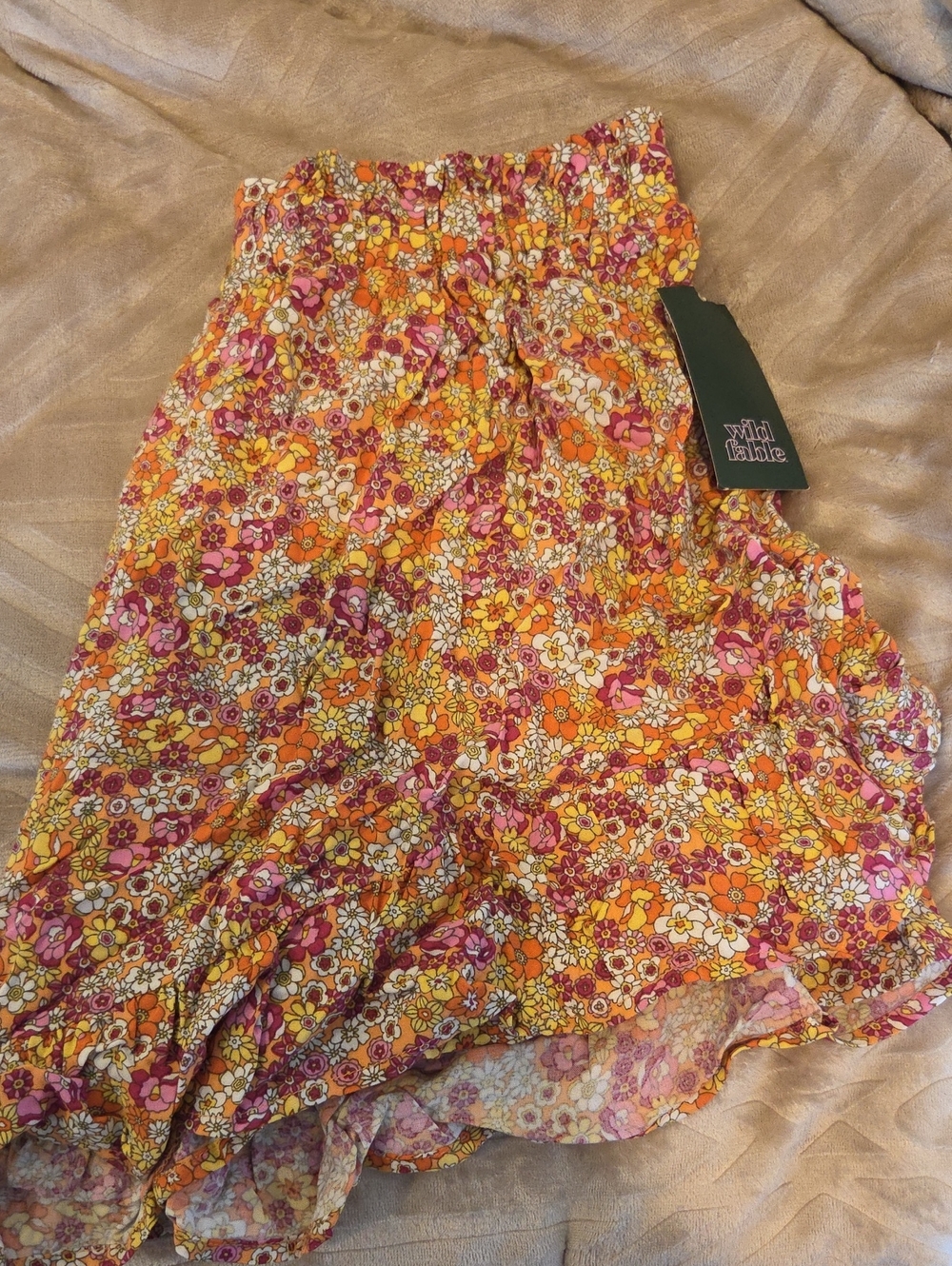 wild fable Bright Floral Ruffle Shorts — Orange, Pink & Yellow